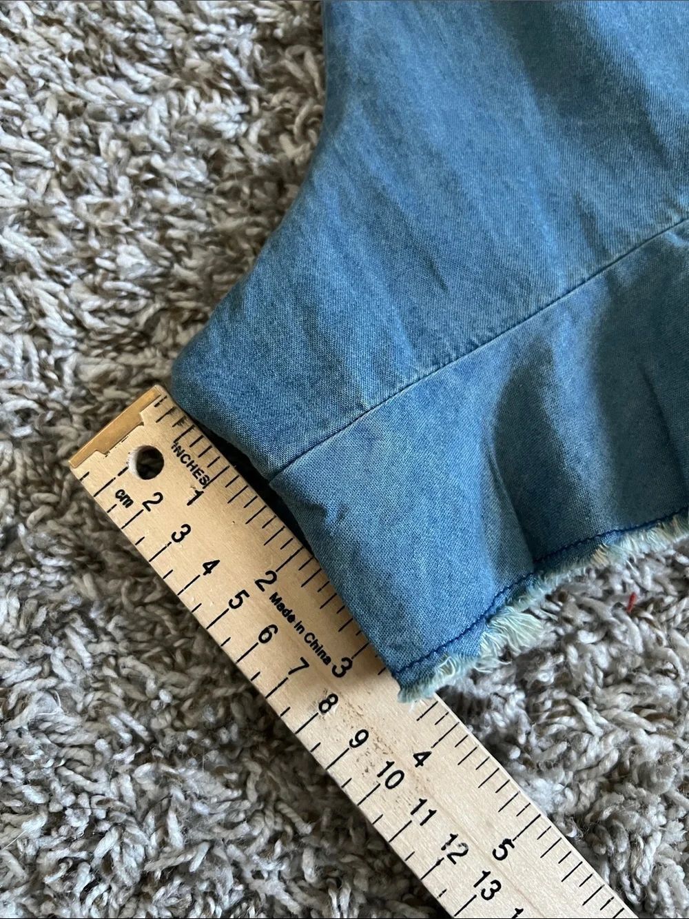 Free People Light Blue Washed Denim Ruffle Romper - Picture 13 of 16